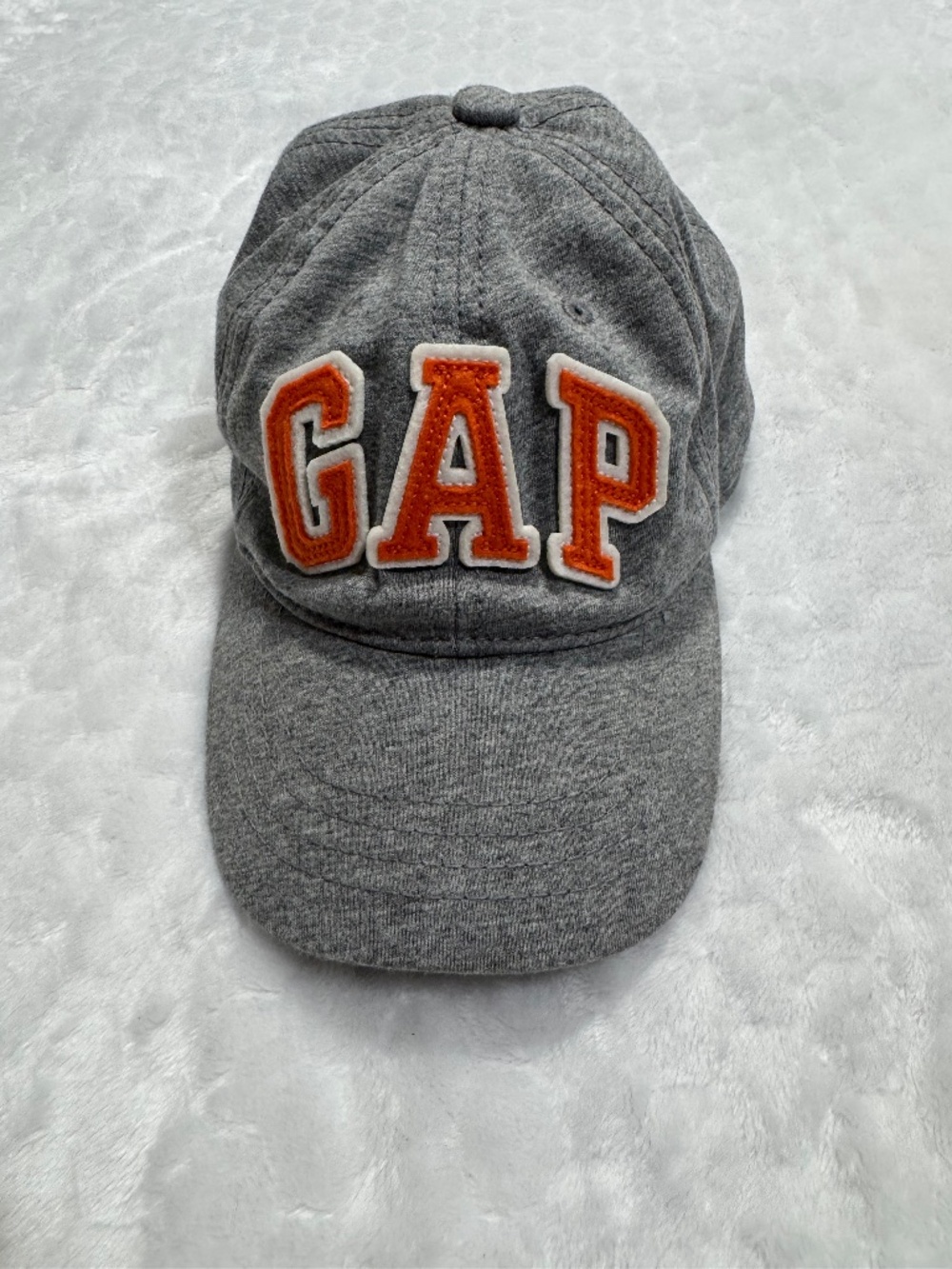 Baby Gap classic heather gray baseball cap orange applique logo kids S/M